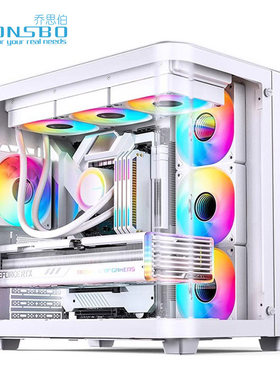 乔思伯TK3海景房无立柱ATX曲面玻璃TypeC白色360水冷游戏电脑机箱