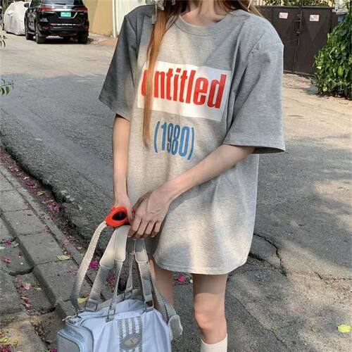 欧货大版下装消失t恤女中长款遮屁股大码胖mm连衣裙高个子宽松夏 - 封面