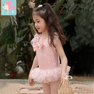 新款 儿童泳衣女孩连体纱裙小公主美人鱼女童可爱婴幼宝宝游泳衣