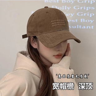秋冬棒球帽男女大头围2025新款鸭舌帽显脸小大帽檐加大加深黑色