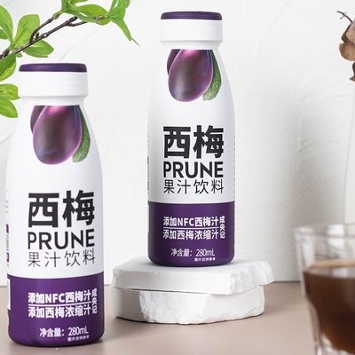 【12瓶】成央记nfc西梅汁280ml瓶装大餐救星益生元浓缩果汁饮料