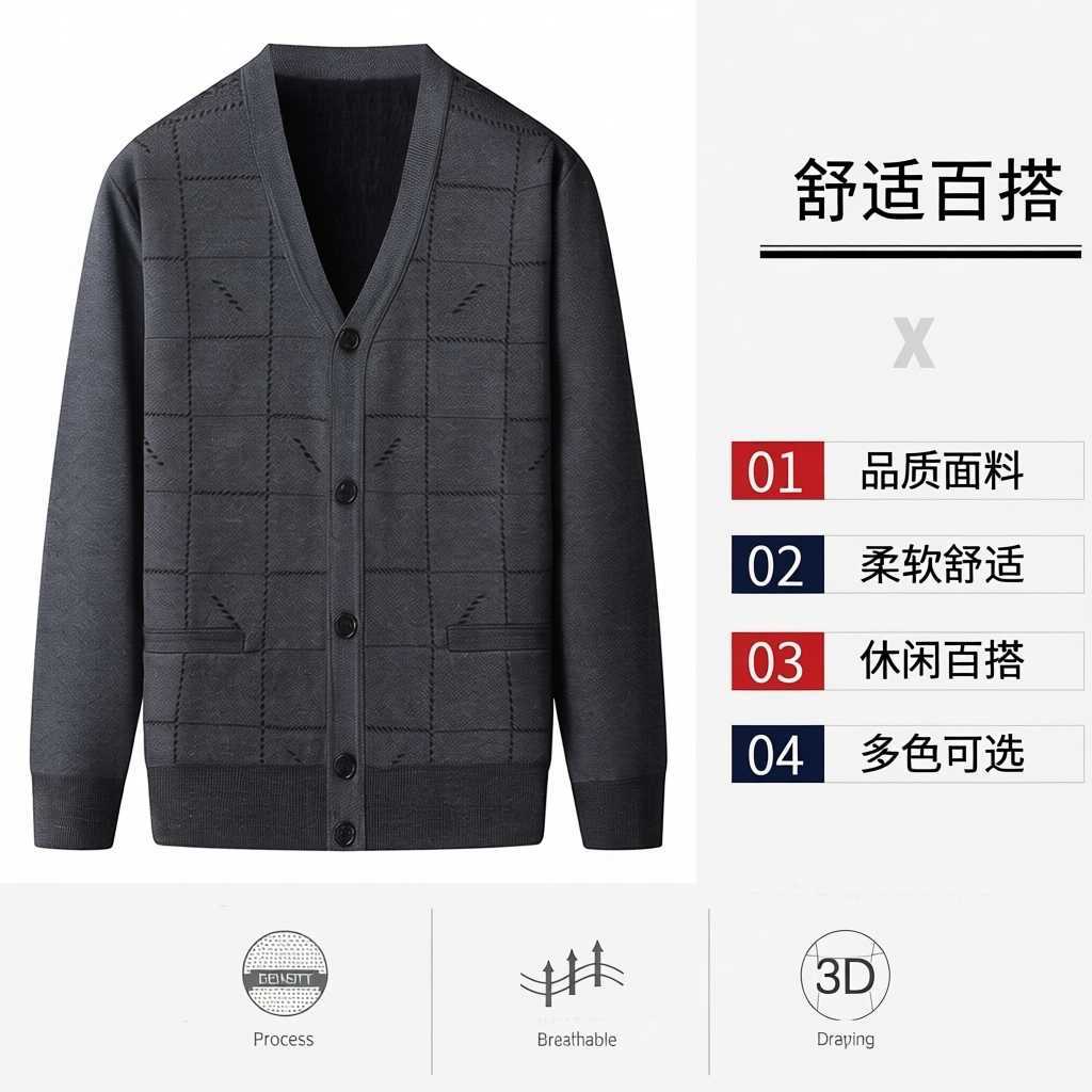 中老年男士毛衣开衫秋冬
