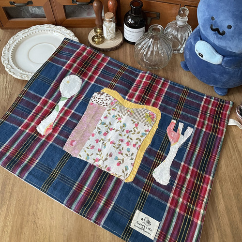 咕咕商店GuGu手工布艺甜品布丁蘑菇吐司冰淇淋土布复古餐垫咖啡垫
