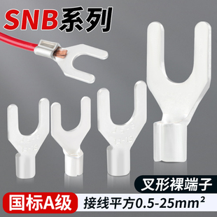 国标加厚紫铜鼻子SNB1 10叉形裸接线端子头U Y型线耳