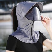 冰丝防晒帽子女采茶遮脸遮阳帽口罩帽骑车防紫外线太阳帽大帽檐