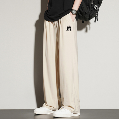 奥莱专柜男士休闲裤2025夏季新款宽松直筒薄款弹力阔腿速干冰丝裤