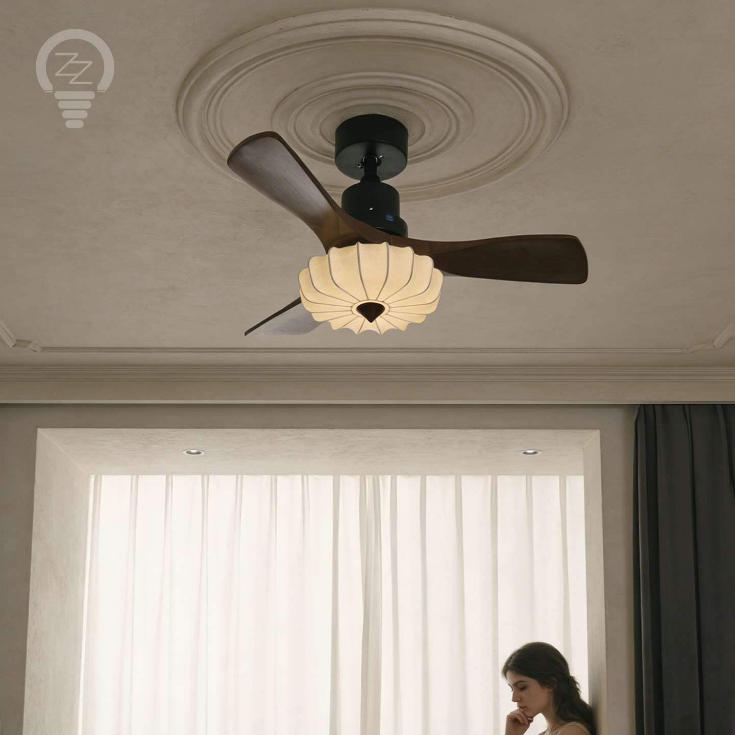 变频风扇灯中古风餐厅蚕丝灯胡桃木色客厅茶室卧室吊扇灯复古,家装灯饰光源,风扇灯,淘宝优惠券,粉丝福利购,淘宝优惠卷