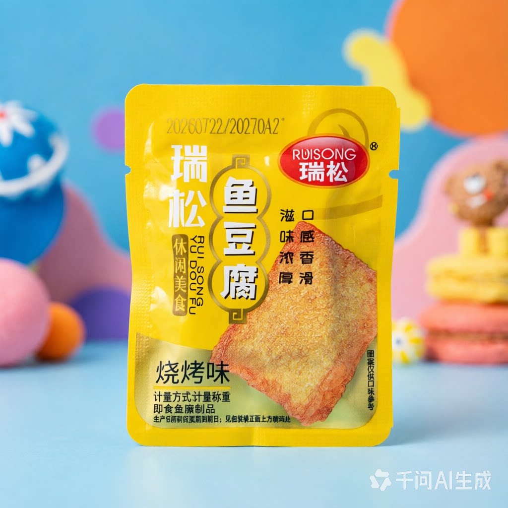 瑞松鱼豆腐开袋即食烧烤味豆腐干休闲办公解馋鱼糜制品小零食小吃
