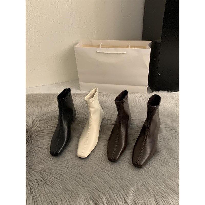 韩版老钱风极简小方头短