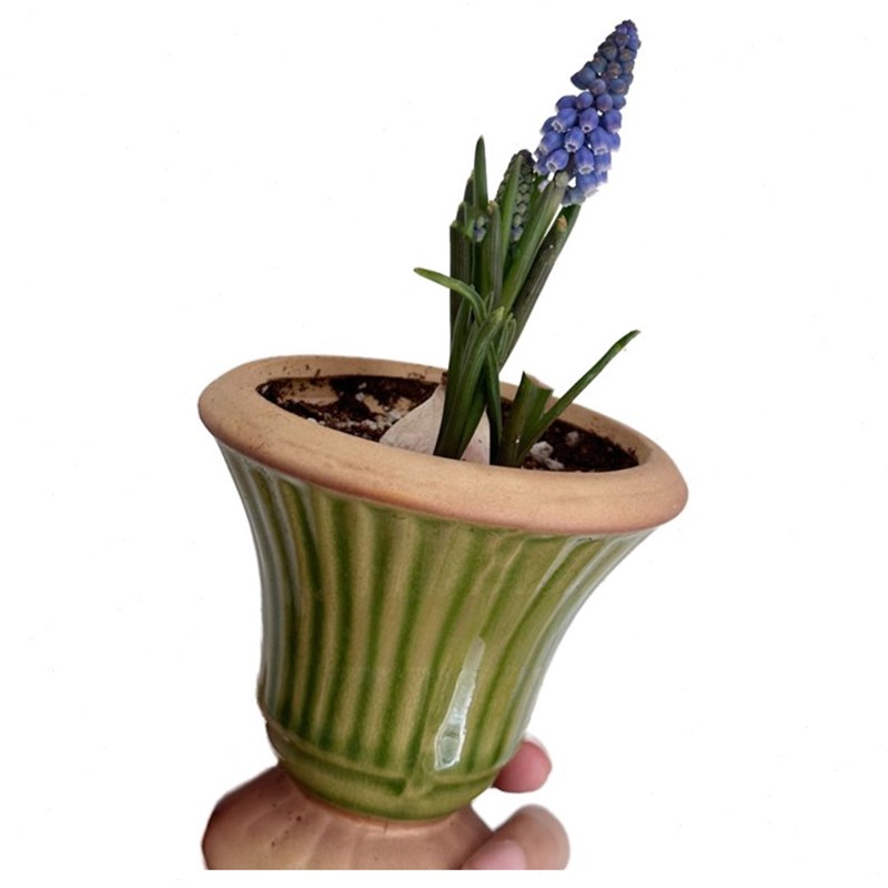 【YFOR】法式复古可爱作旧高脚杯迷你多肉风信子U陶瓷小花盆花翁