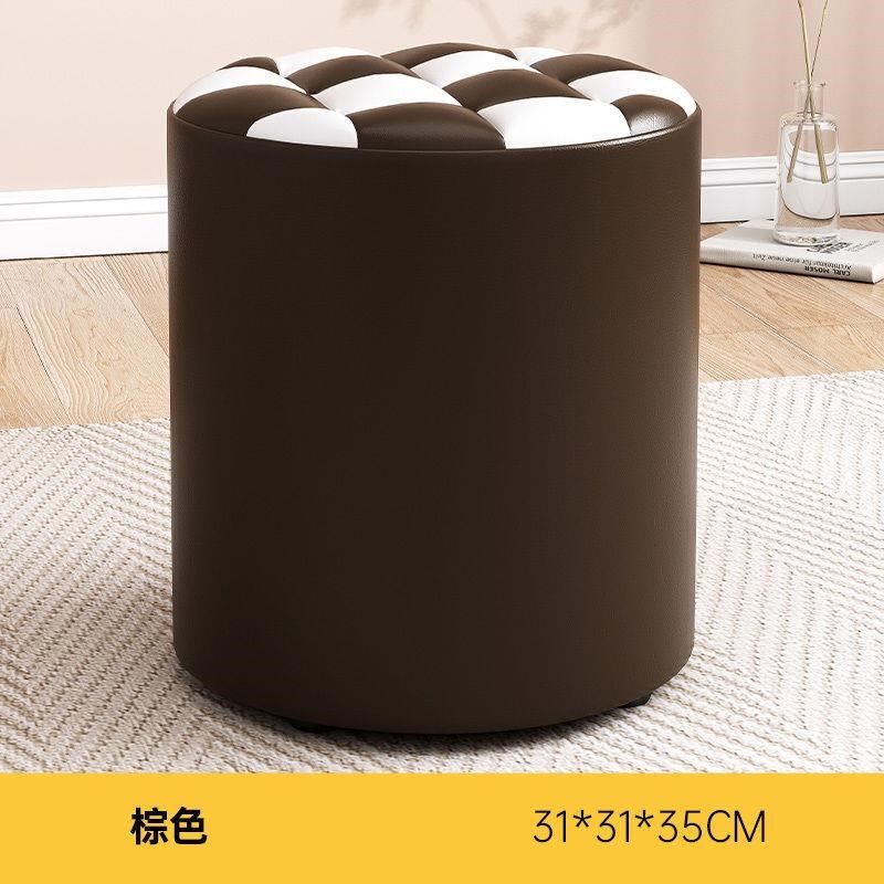 小凳子家用时尚圆凳子小板凳创z意皮凳沙发凳成人软凳矮凳实木皮