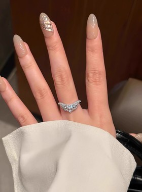 S999纯银戒指女为爱加冕皇冠指环精致古风气质百搭排钻高级感配饰