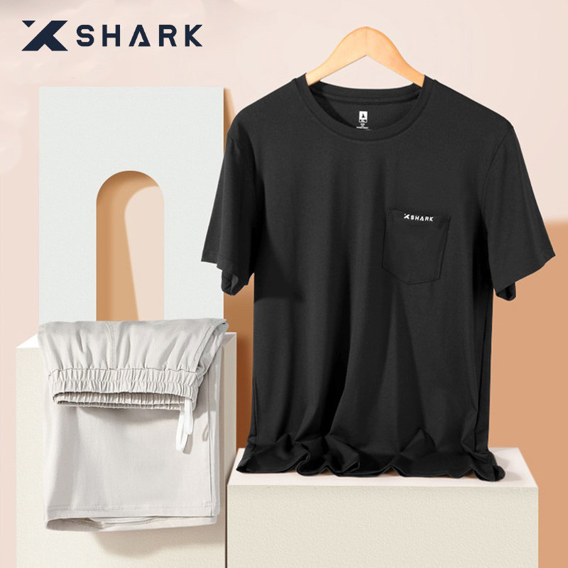 XSHARK凉感短袖男士家居服套装夏季薄款大码加大宽松睡衣可外穿