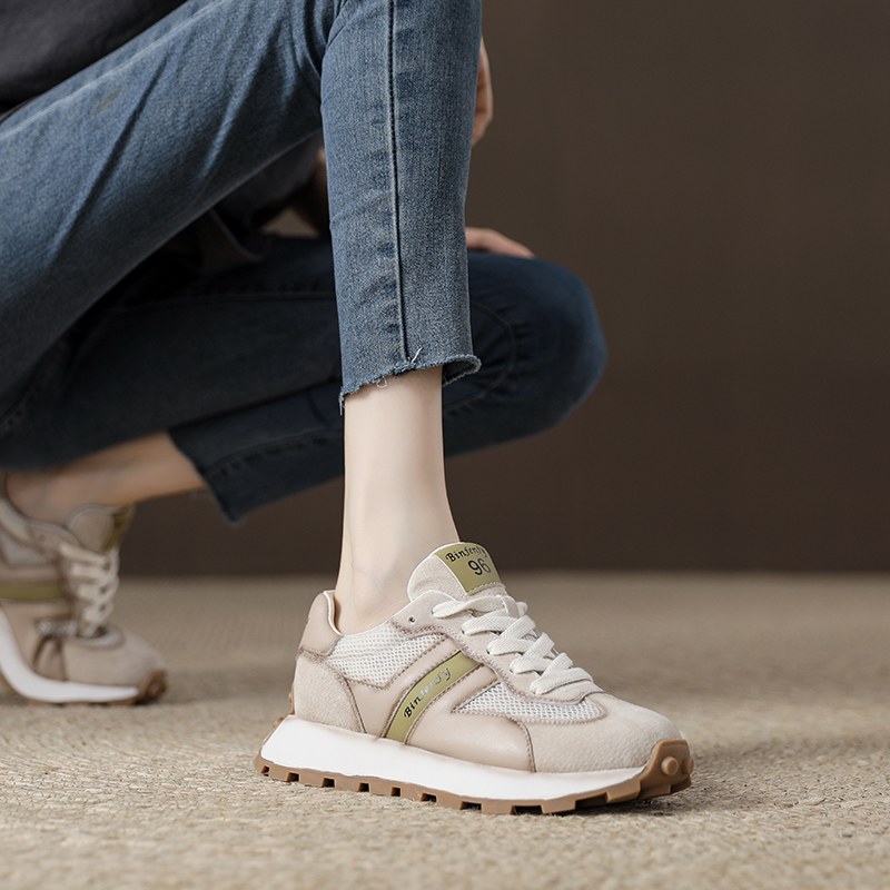 送运费险真皮厚底小蛮腰阿甘鞋女