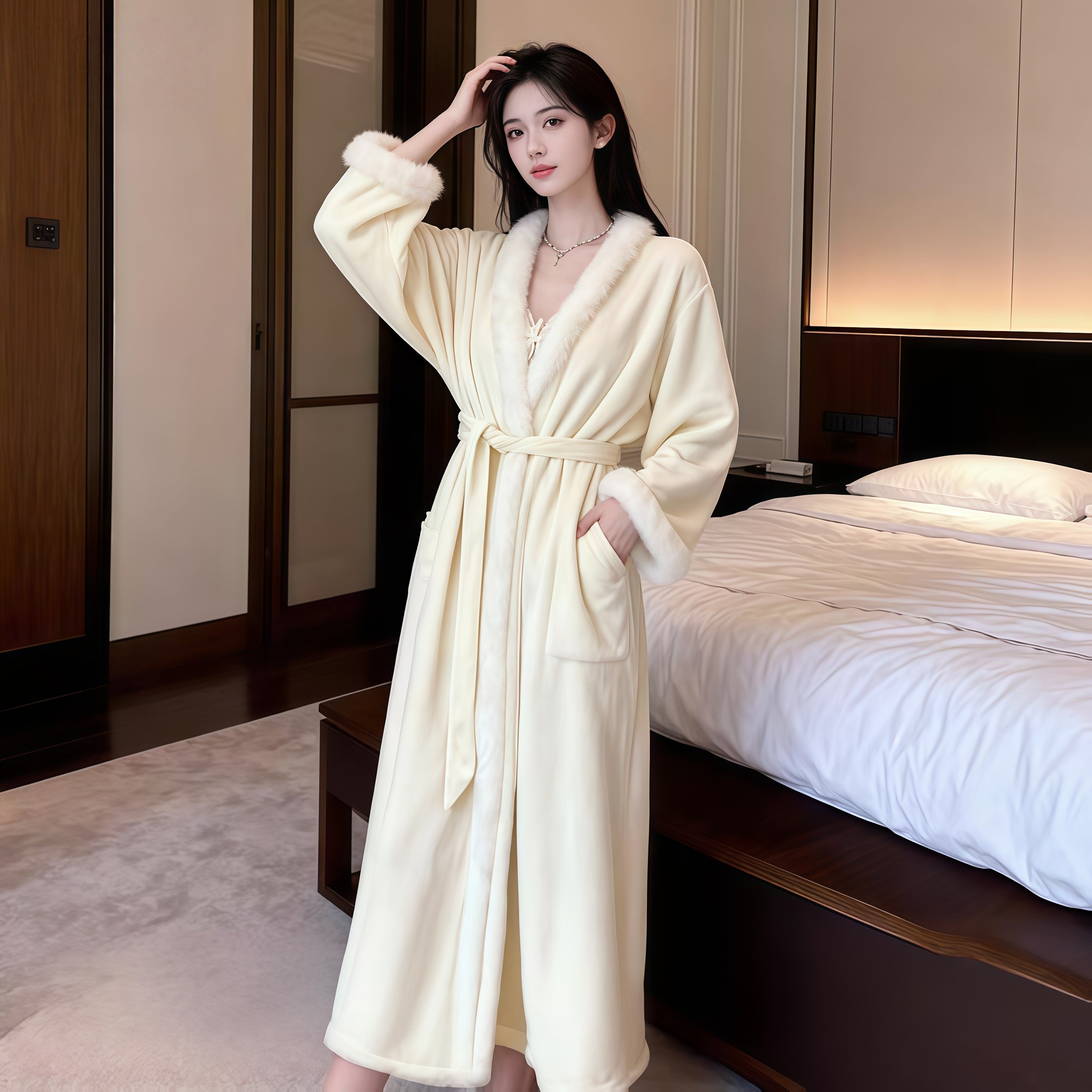 法式奢华兔毛双面绒显瘦冬季高级感气质海岛绒女睡裙睡袍礼盒装,女士内衣/男士内衣/家居服,睡裙,淘宝优惠券,粉丝福利购,淘宝优惠卷