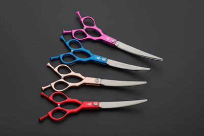 樱花宠物美容彩色铝合金小弯剪小嘴脸部精修萌系