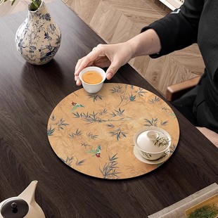 新中式圆形隔热餐垫硅藻泥吸水防滑茶具杯垫餐桌防烫碗垫烟缸垫子