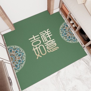 免洗地毯进门垫入户门绿色皮革脚垫新中式入门可擦洗门口换鞋地垫