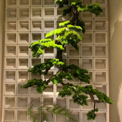 松雨仿真悬挂迎客松中式室内装饰
