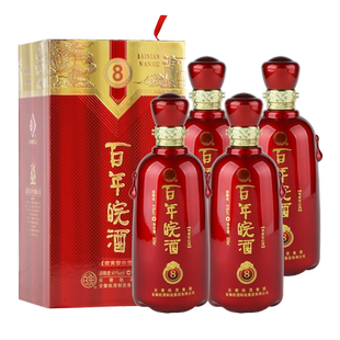 【酒厂自营】安徽百年皖酒绵爽8年41度500mL*4瓶白酒纯粮浓香原浆