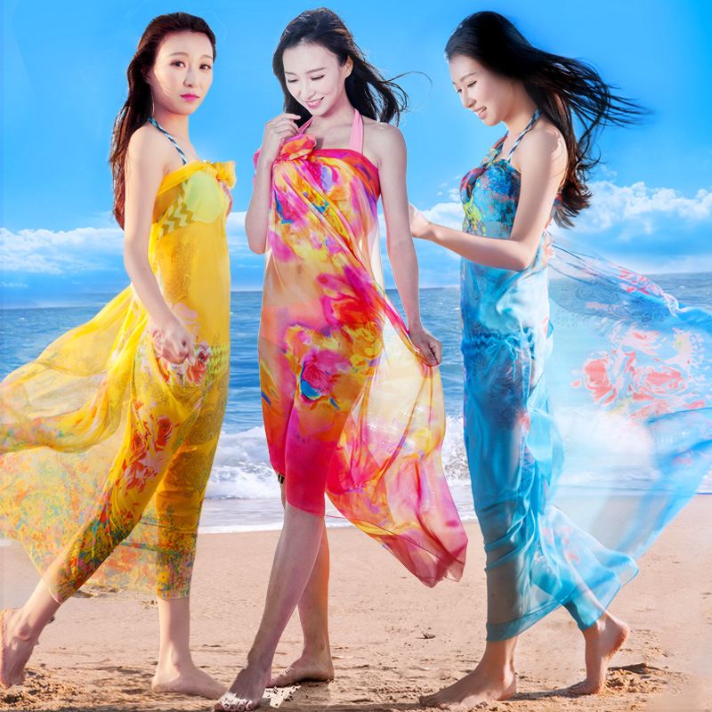 防晒长披肩海边沙滩巾女