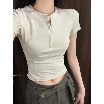 速干上衣瑜伽服紧身女夏健身服套装穿搭运动短款2025新款短袖t恤