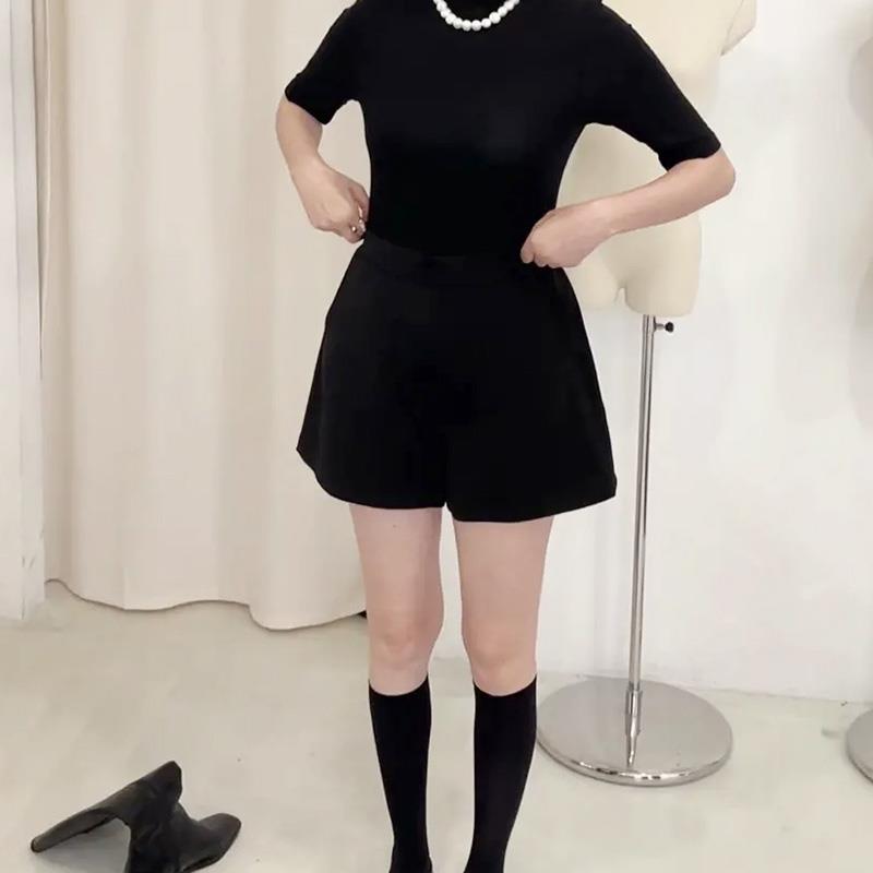 黑色西装短裤女2025春夏新款高腰显瘦通勤休闲a字梨型身材阔腿裤