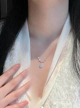 耳边风S925纯银滴水吊坠项链女30
