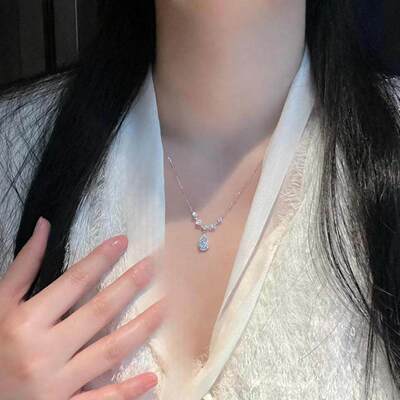 耳边风S925纯银滴水吊坠项链女30