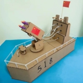 自制可发射液压导弹巡洋护卫舰手工材料包学生海洋军事科技小制作