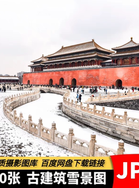 高清古建筑雪景图片中国古典建筑故宫寺庙宫殿雪景下雪天摄影素材