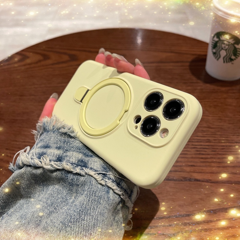 肤感防指纹磁吸带支架适用苹果16promax手机壳iphone15纯色液态硅胶全包镜头12简约14plus软中性13防摔保护套