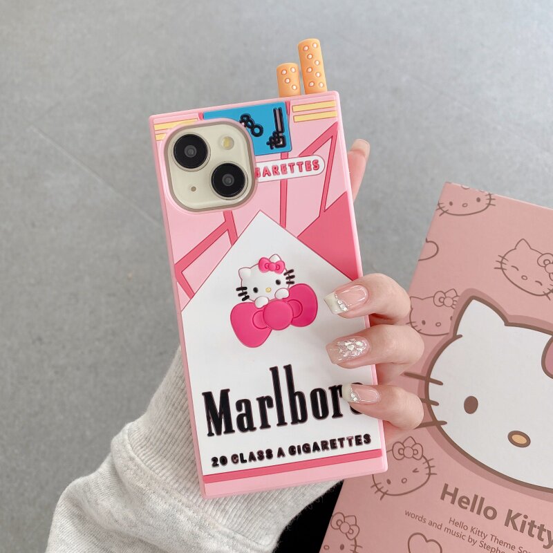 古早可爱立体KT趣味仿真烟盒适用苹果16手机壳iphone15promax大孔14立体全包防摔13卡通软硅胶hellokitty磨砂
