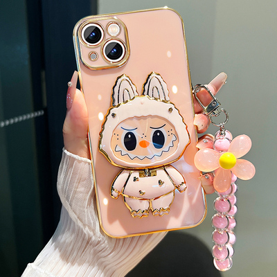 苹果16手机壳小怪兽补妆镜支架壳