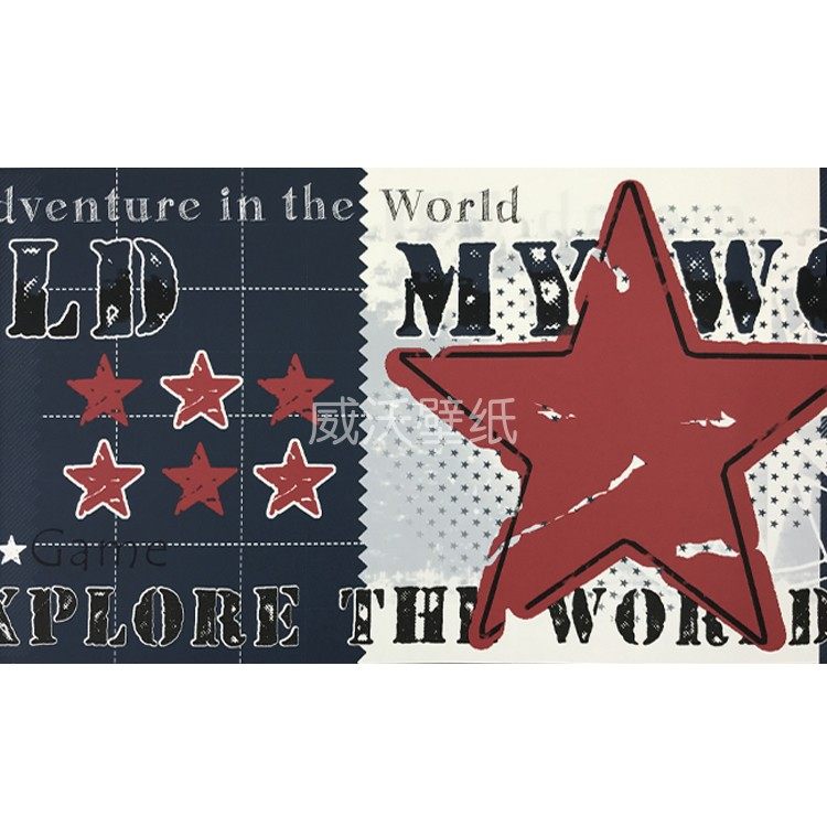 MONKI 儿童卡通男孩房星星腰线墙纸壁纸MK62011Y MK62012Y 62013Y