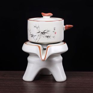 家用喝茶防烫泡茶壶陶瓷功夫茶杯半自动冲茶神器 汝窑懒人茶具套装