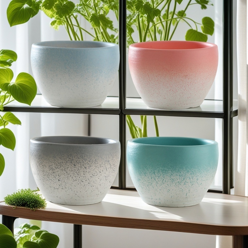 陶瓷花盆大号口径高级渐变色家用客厅兰花龟背竹虎皮兰专用绿植盆