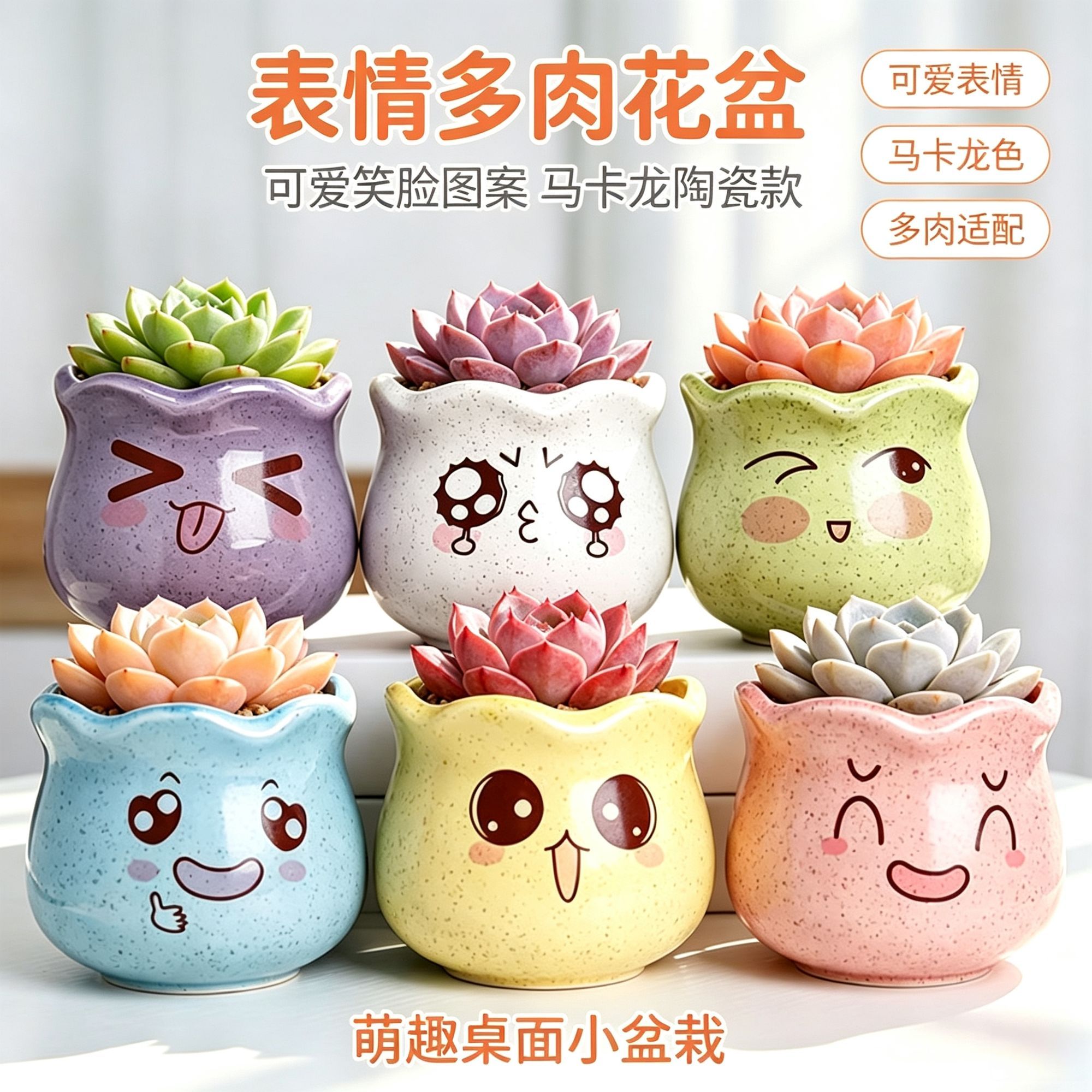 简约陶瓷有孔多肉拇指花盆