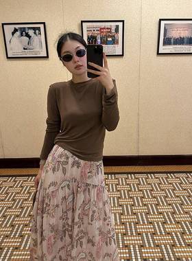 TENSO佃时 简约修身显瘦人棉长袖T恤秋季纯色休闲内搭打底衫上衣