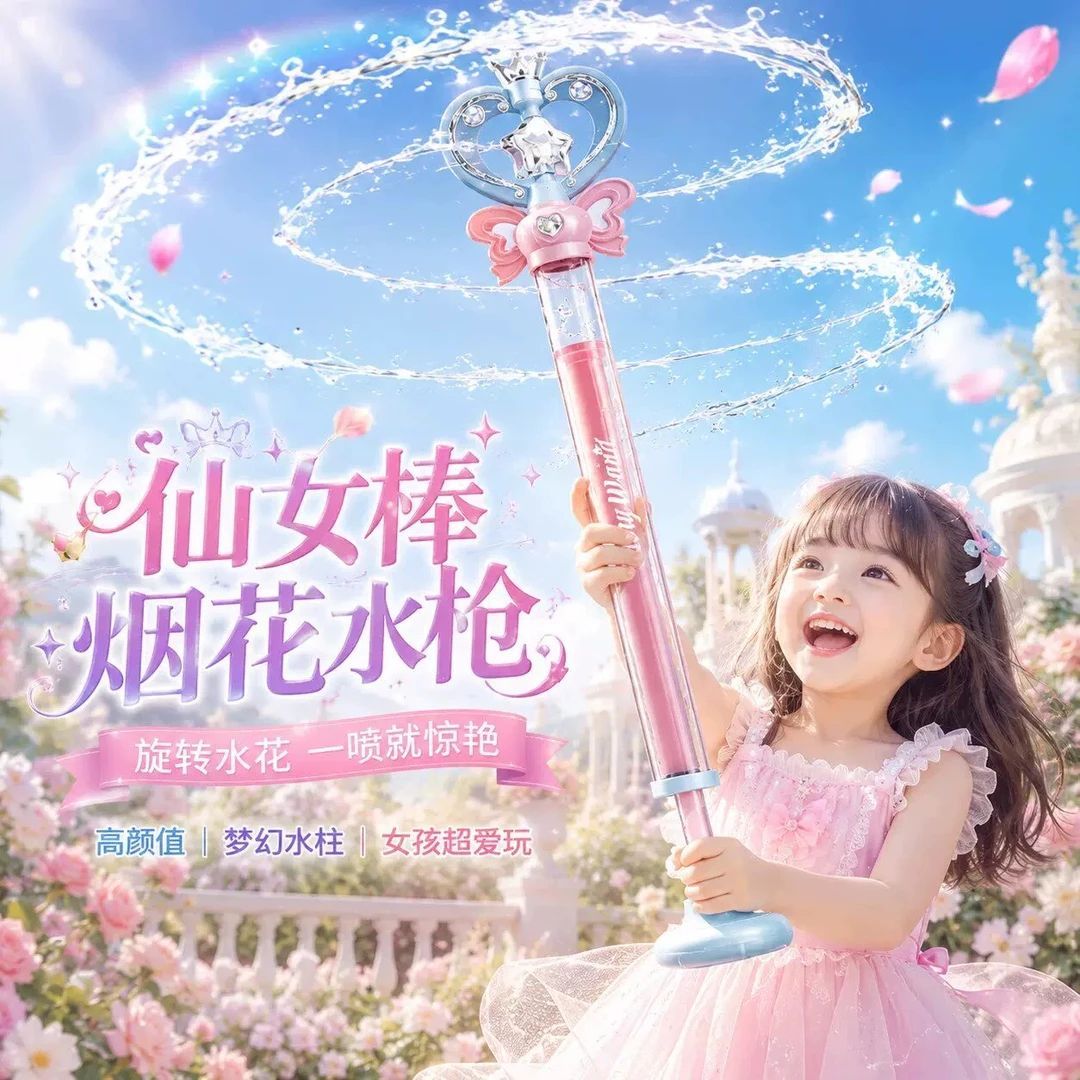 仙女魔法棒水枪巴拉拉小魔仙水枪仙女魔法水枪戏水抽拉式玩具魔法