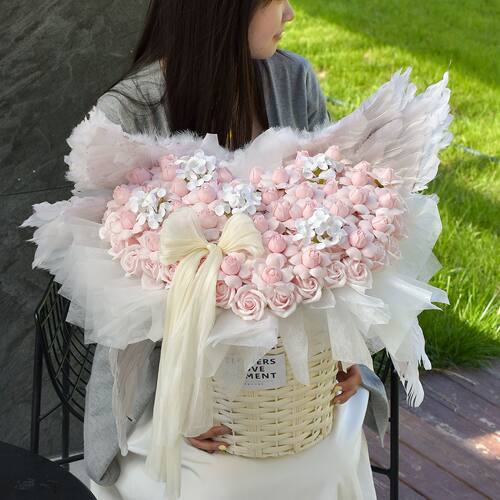 天使之翼花束永生花天使之翼七夕情人节仙子之吻玫瑰花生日礼物告