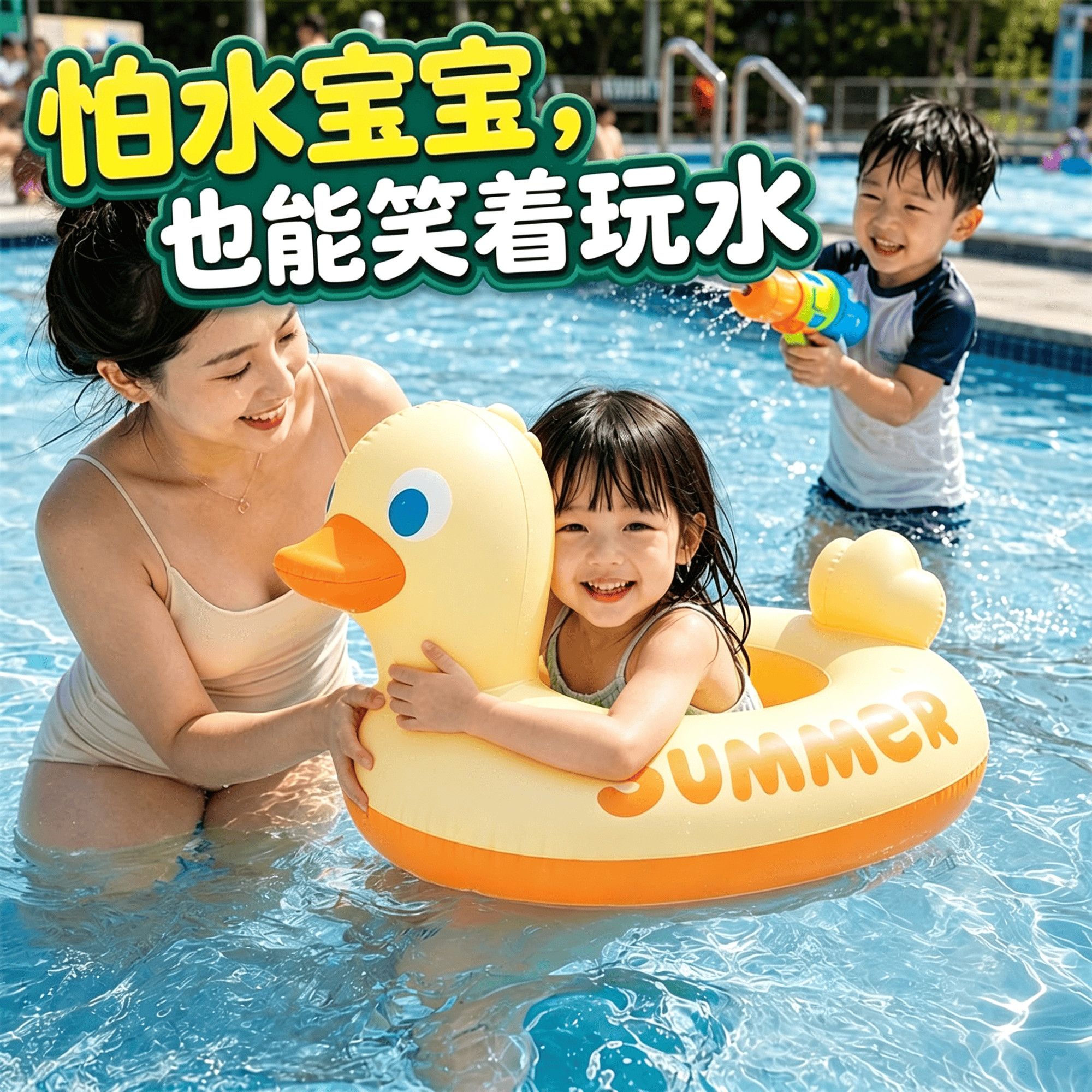 鸭子游泳圈可坐儿童游泳圈防侧翻宝宝座圈婴儿小孩坐圈男孩女孩游