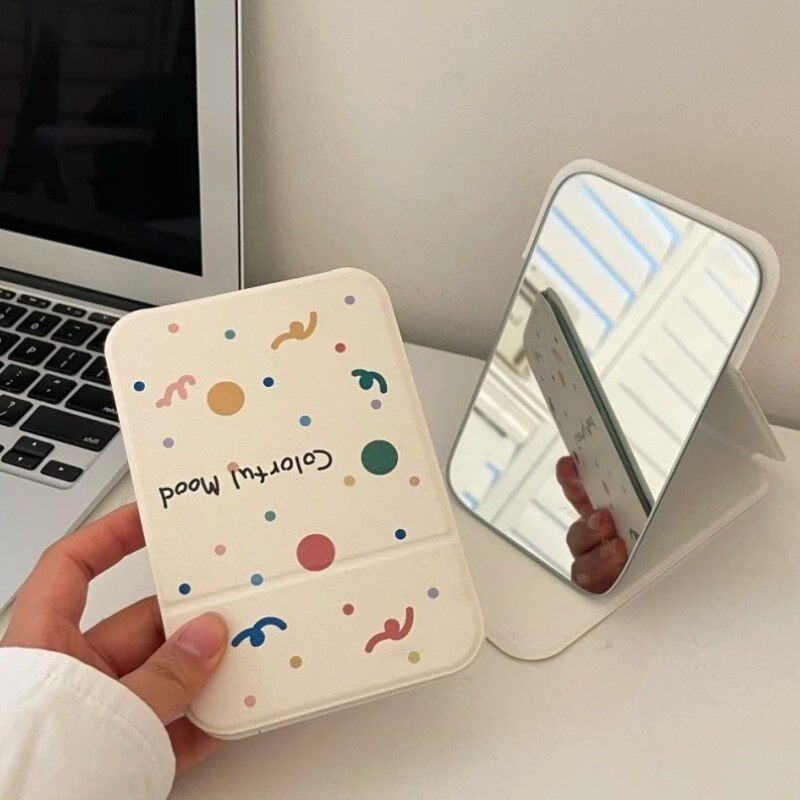 办公桌好物女生工位镜子可爱折叠镜桌面台式化妆镜办公室镜子大小