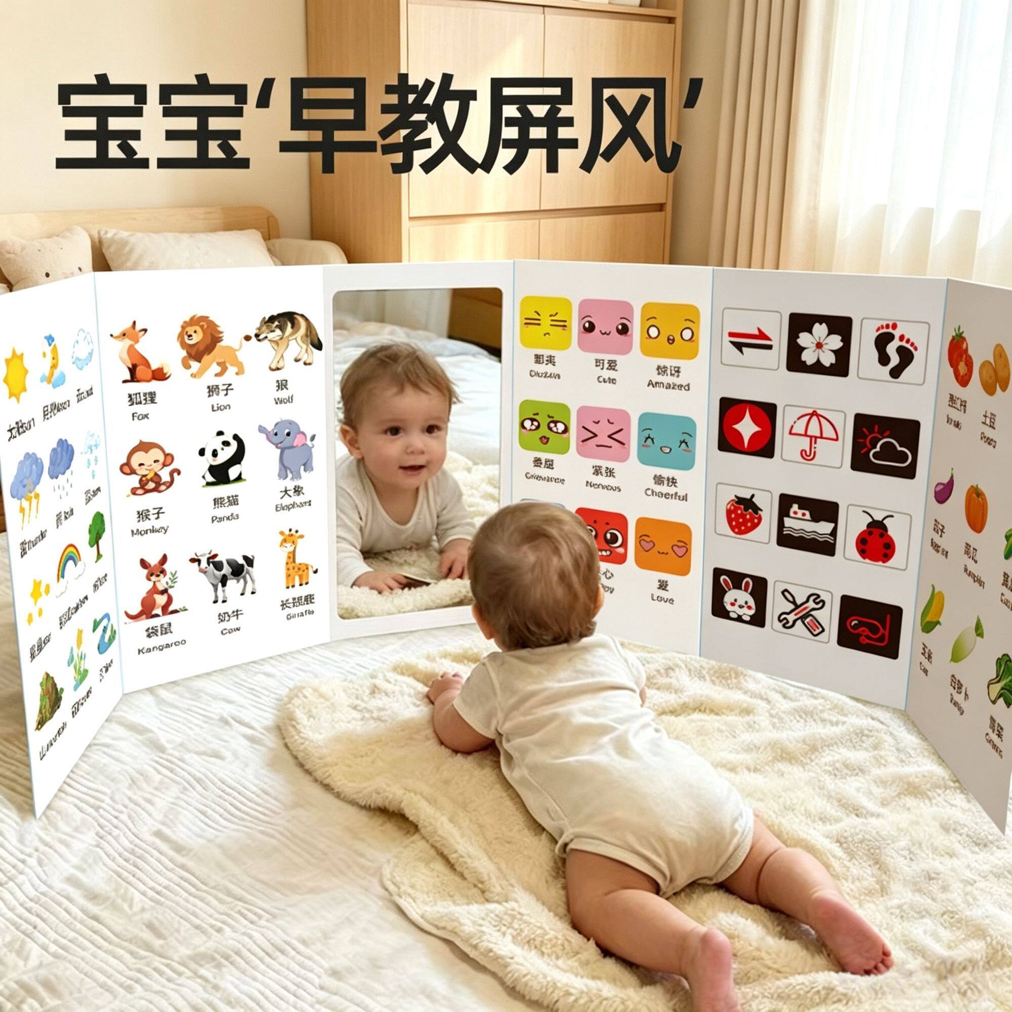婴儿认知镜子防摔早教镜子书玩具认知屏风宝宝立式儿益智其它早教