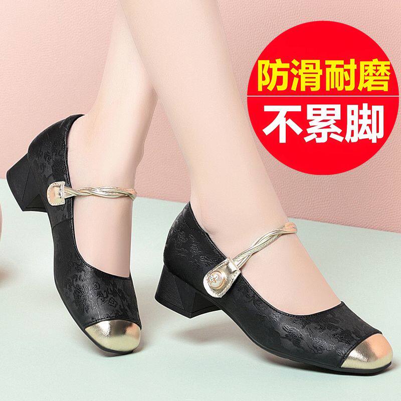 配新中式的鞋子软底新中式玛丽珍鞋2025新款粗跟女鞋国风旗袍方头