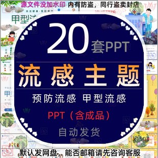 甲型流感病毒预防护理知识PPT模板儿童春秋冬季流感冒防治班会wps