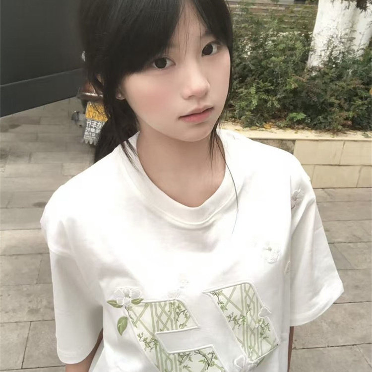 纯棉美式超火字母刺绣夏季新款学生BFT恤衫宽松短袖小众T恤上衣服
