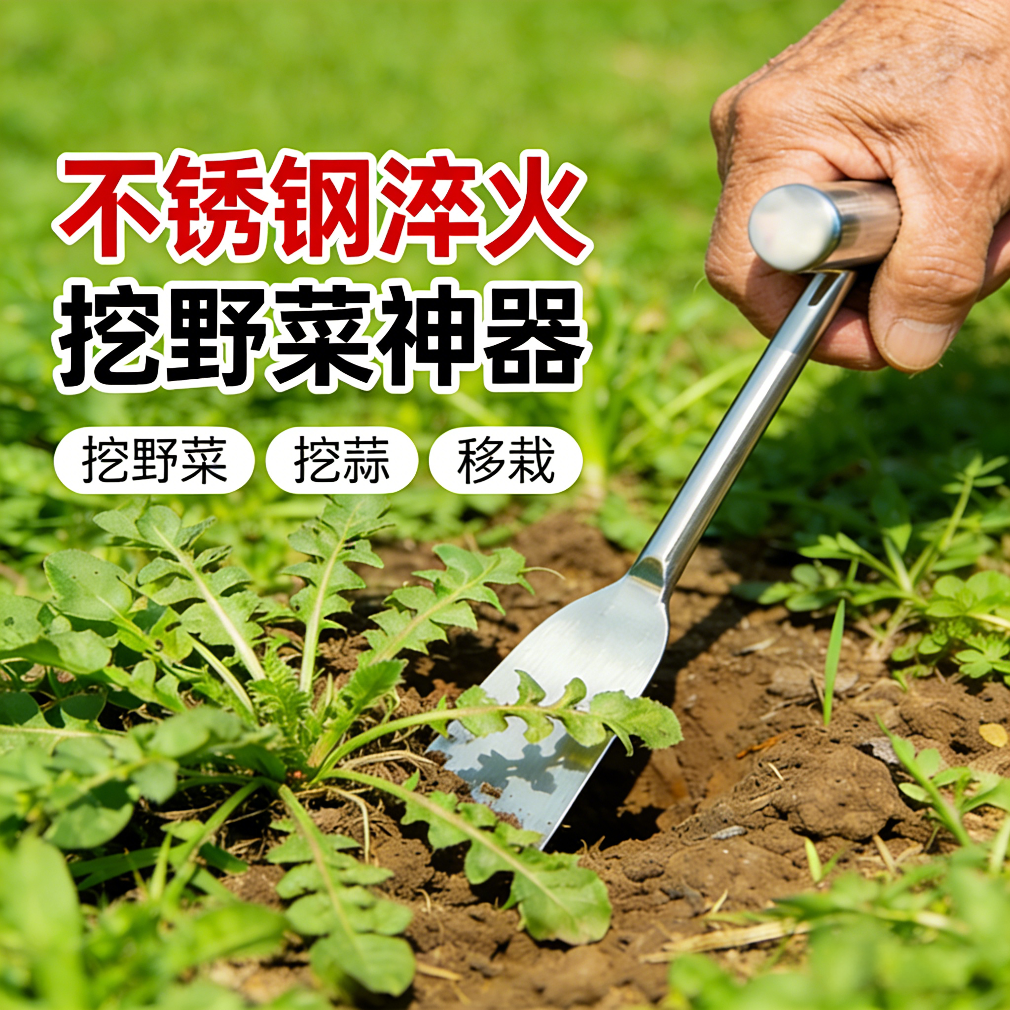 一体不锈钢园艺小锹赶海挖土