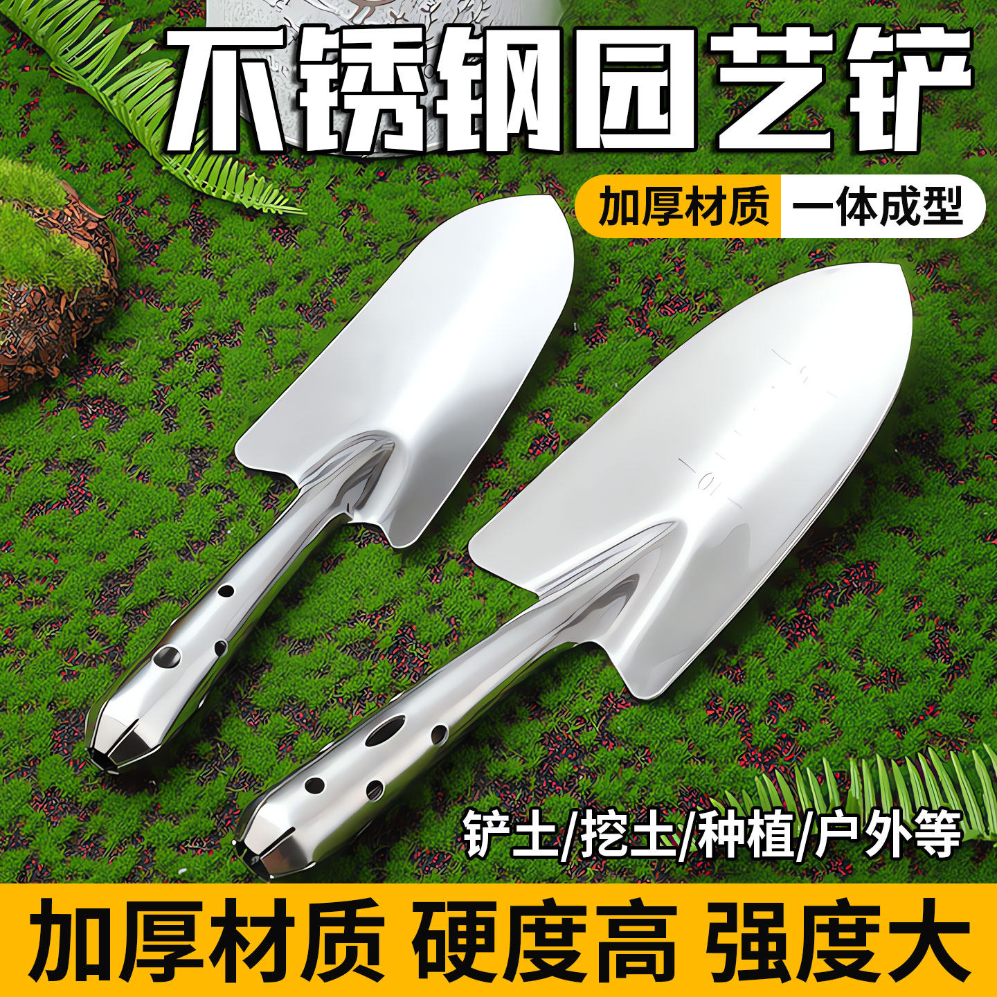 不锈钢小铲子园艺园林工具铁锹铁铲多肉种植栽花种菜户外挖土花铲