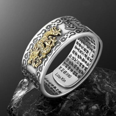 Pixiu Charms Ring Feng Shui Amulet Wealth Lucky Open Adjust